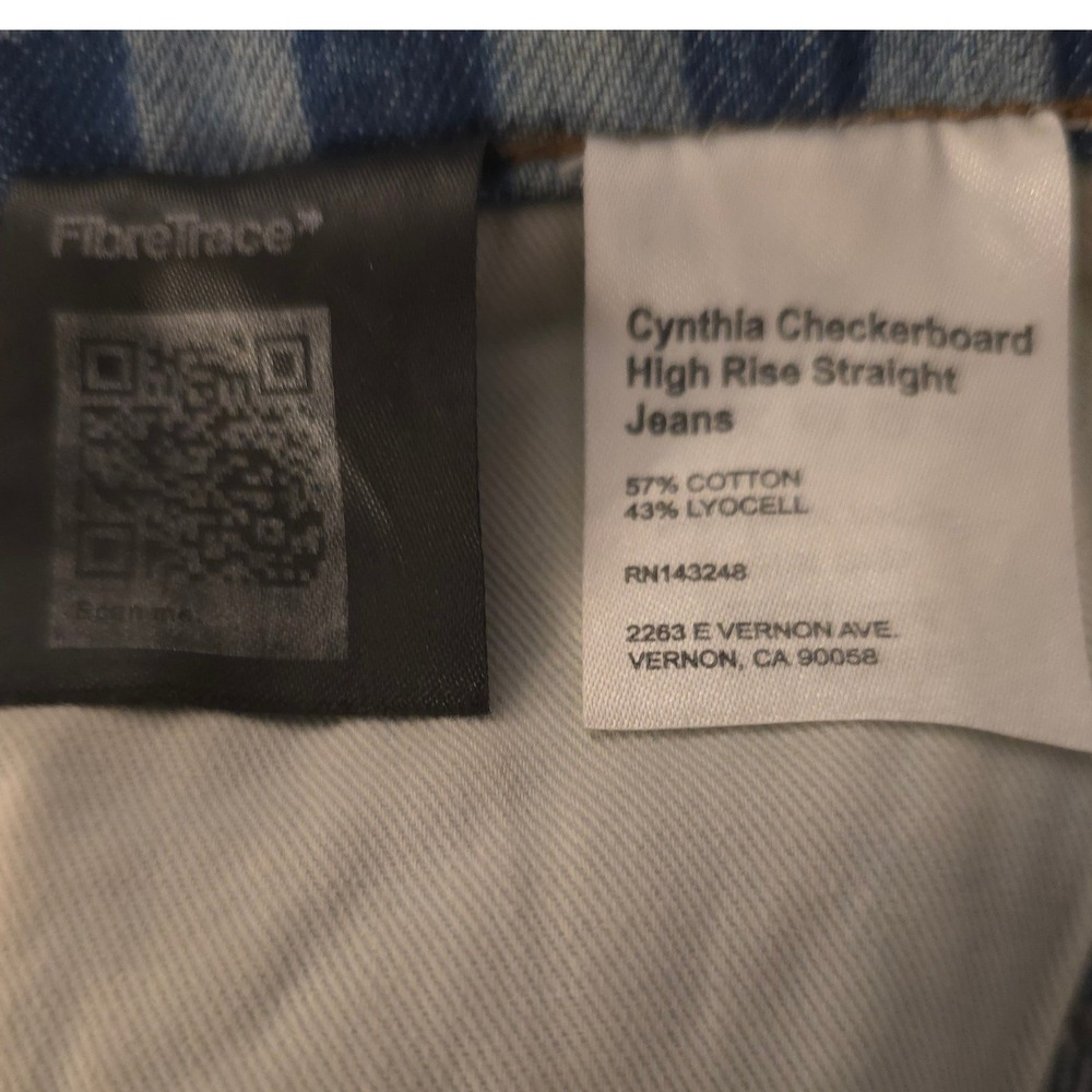 Reformation Cynthia Checkerboard Jeans 26x29 High Rise Straight Cool Girl Retro - Picture 5 of 9
